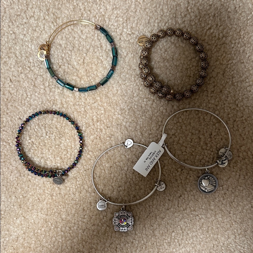Alex and Ani Mixed Metal and Beaded Bracelets